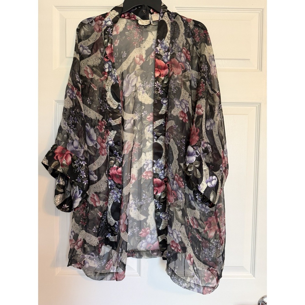 Vintage Victoria's Secret Gold Label Sheer Floral Kimono Robe OS Whimsgoth